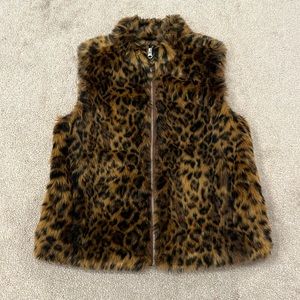 J. Crew Faux Fur Animal Print Vest